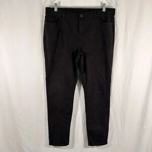 Simply Vera Pants Women's 14 Solid Black Textured Floral Mid Rise Pockets